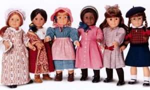 American Girl dolls: Felicity, Josefina, Kirsten, Addy, Samantha, Molly